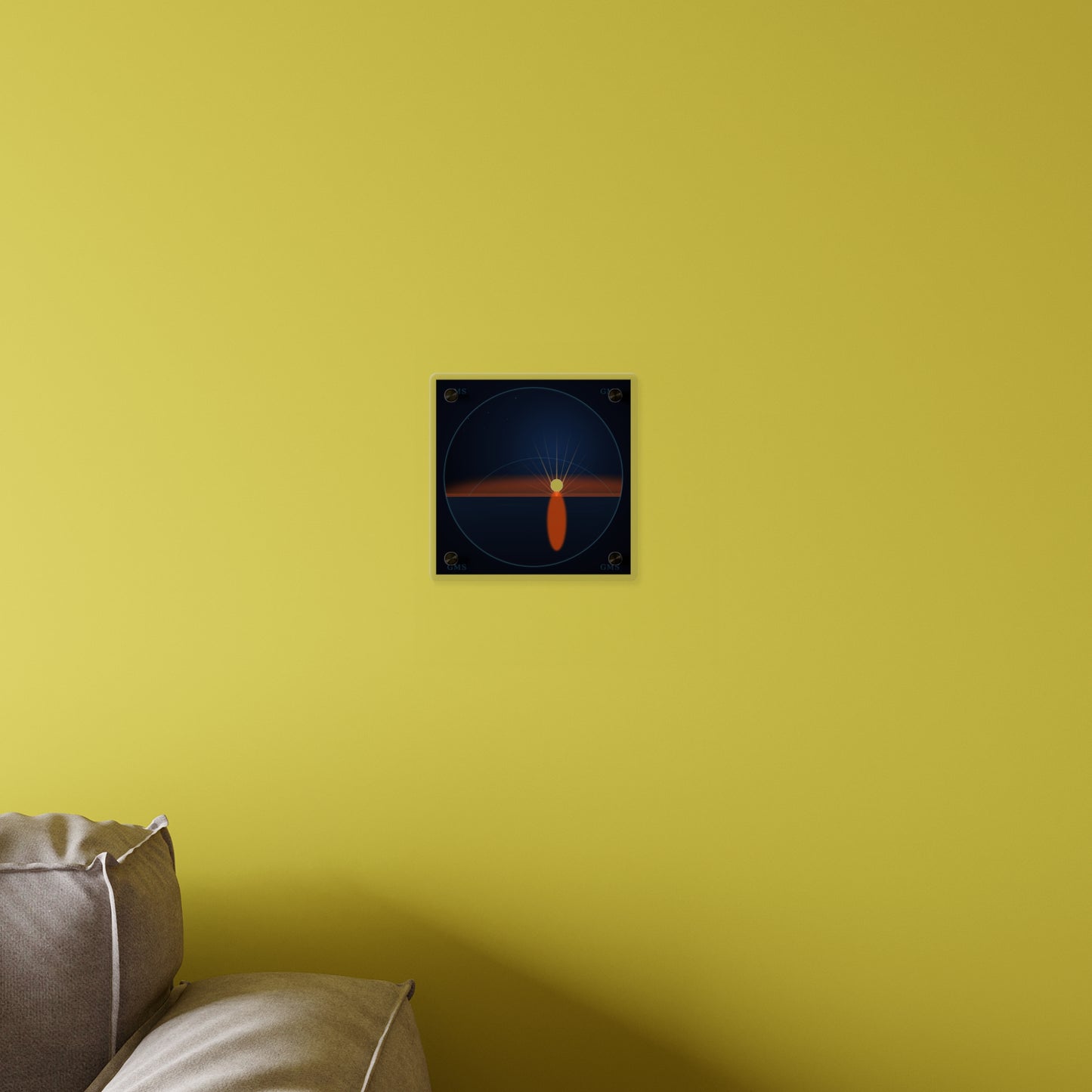 Good Morning Sunshine Acrylic Wall Art Panel Navy Sunset Minimalist Print 8x8