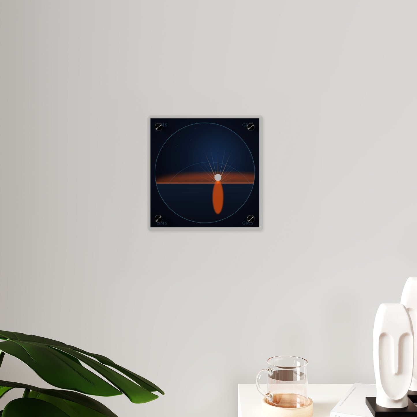 Good Morning Sunshine Acrylic Wall Art Panel Navy Sunset Minimalist Print 8x8